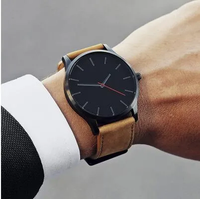 Leather Band Unisex Quartz Wrist Watch