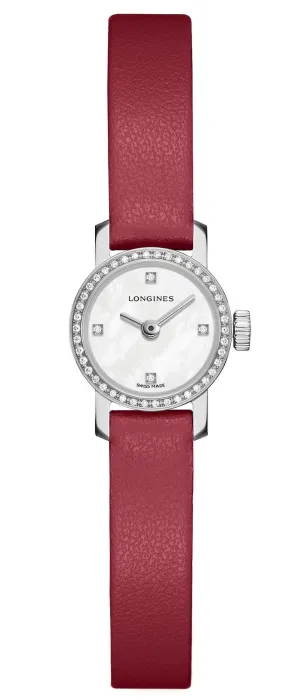 Longines Mini Hot Pink Leather Strap Mother-Of-Pearl Dial Diamonds Womens Watch L2.303.0.87.3