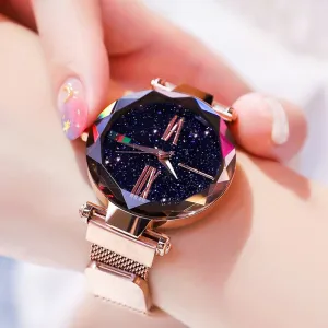 Luxury Rose Gold Women Watch Magnet Starry sky Wrist Watch For Ladies Female Wristwatch Waterproof reloj mujer relogio feminino