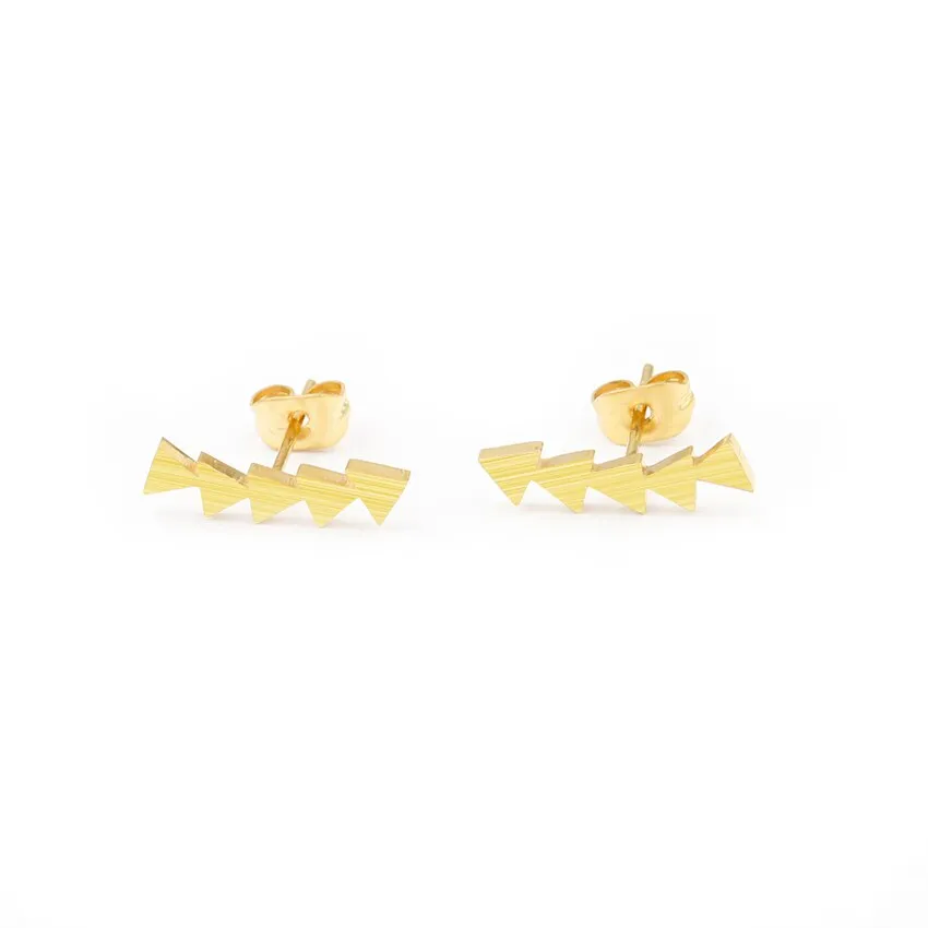 Modern Long Triangle Arrow Climber Stud Earrings