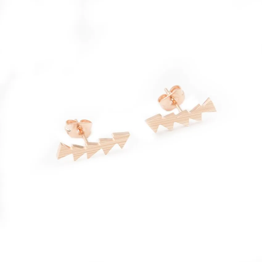 Modern Long Triangle Arrow Climber Stud Earrings