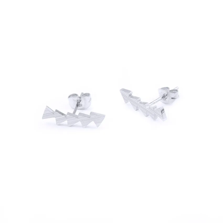 Modern Long Triangle Arrow Climber Stud Earrings