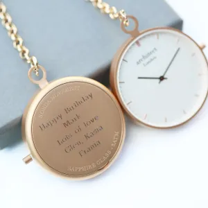 Modern Pocket Watch Rose Gold - Modern Font Engraving