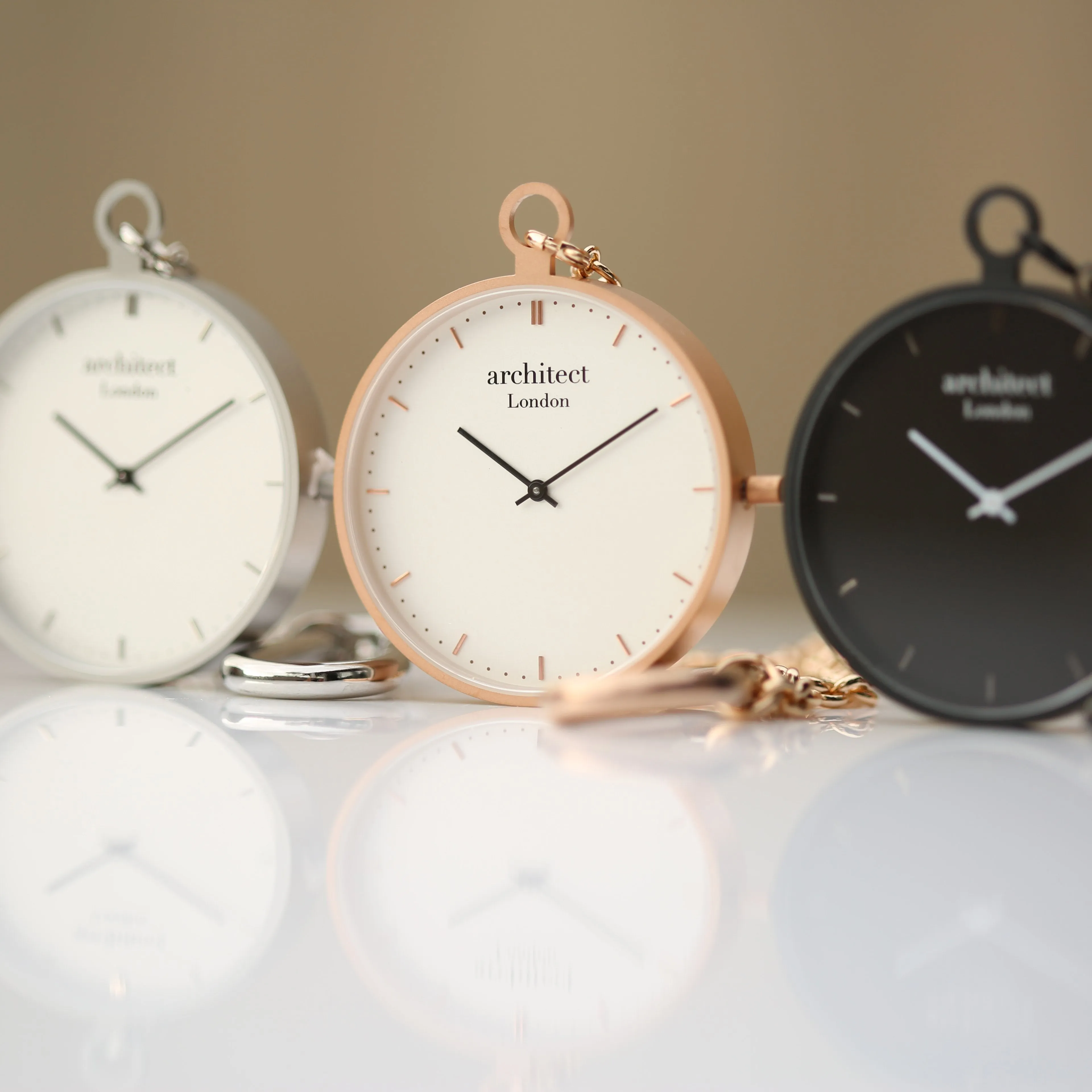 Modern Pocket Watch Rose Gold - Modern Font Engraving