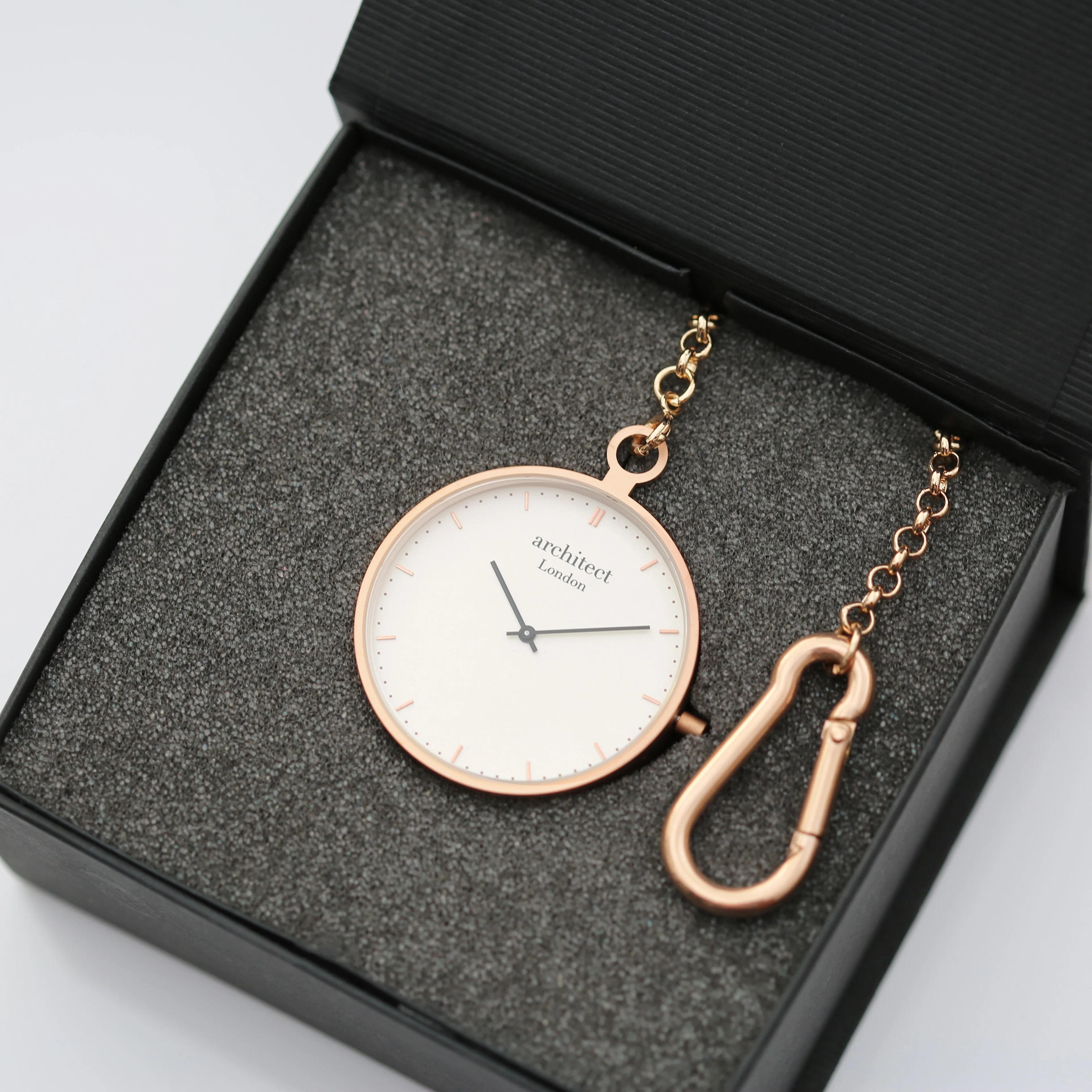 Modern Pocket Watch Rose Gold - Modern Font Engraving