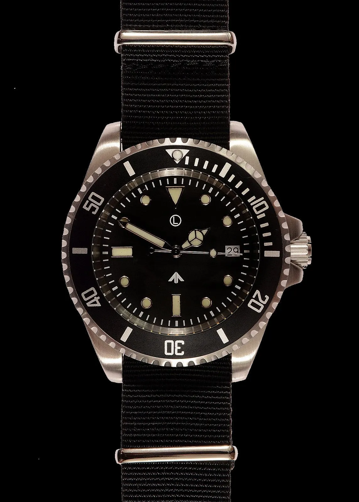 MWC 300m / 1000ft Stainless Steel Quartz Military Divers Watch with 10 Year Battery Life