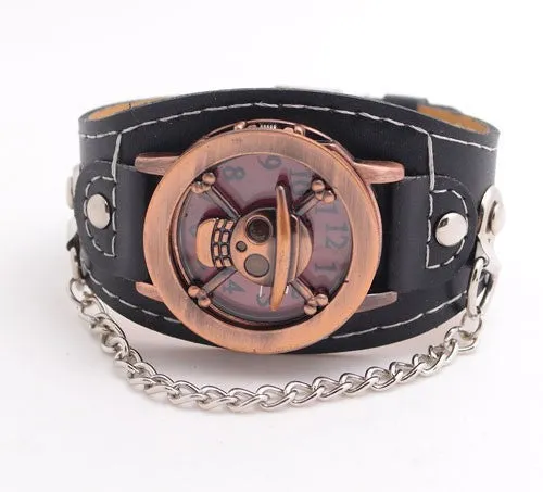 New Arrival Leather Watch wristwatches Cool Skull with Cover Design Leather Watch men TOP quality