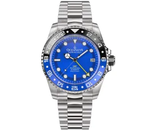 Oceaneva Men's GMT Automatic Deep Marine Explorer 1250M Pro Diver Blue Dial Watch