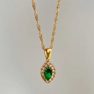 Olive Zircon Titanium Necklace