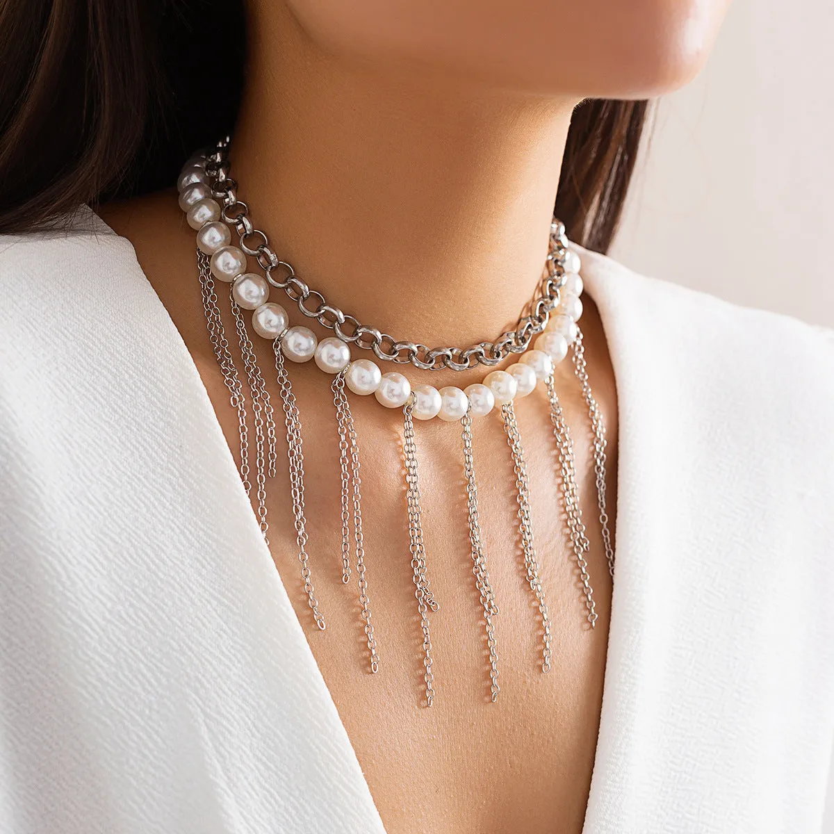 Pearl Tassel Retro Necklace