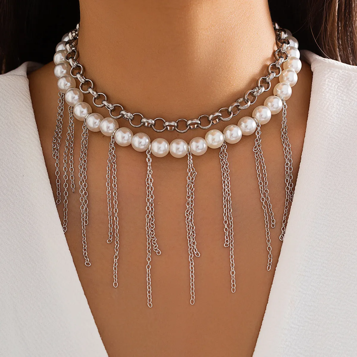 Pearl Tassel Retro Necklace