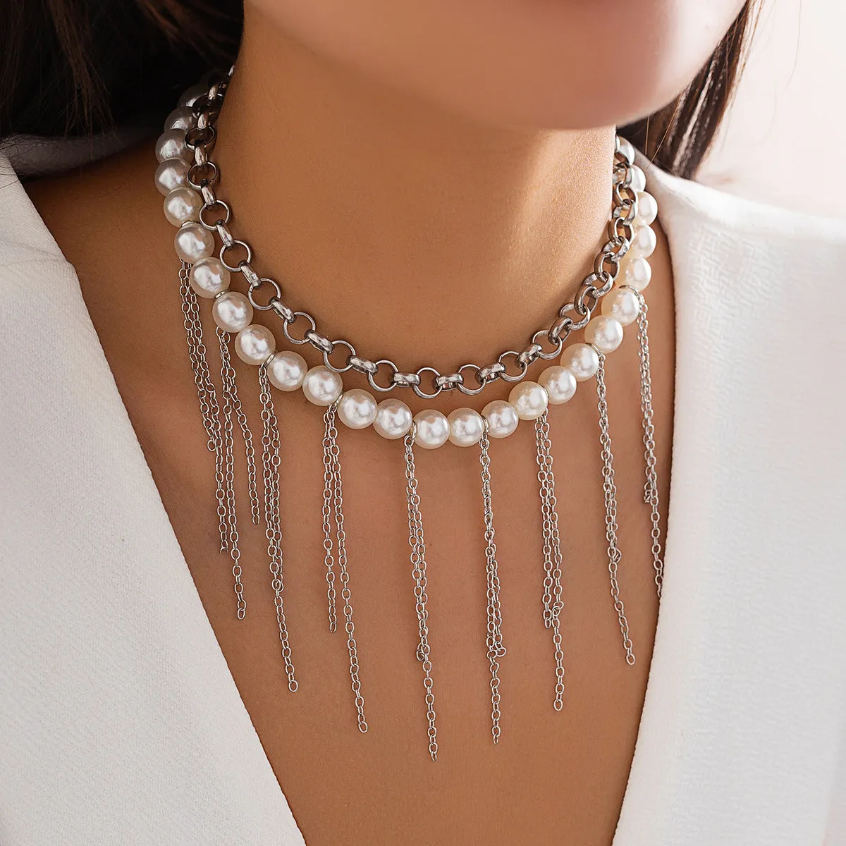 Pearl Tassel Retro Necklace