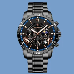 POEDAGAR Luxury High Quality Watch for Man Waterproof Luminous Chronograph Date Men Watch Stainless Steel Quartz Men'S Watches