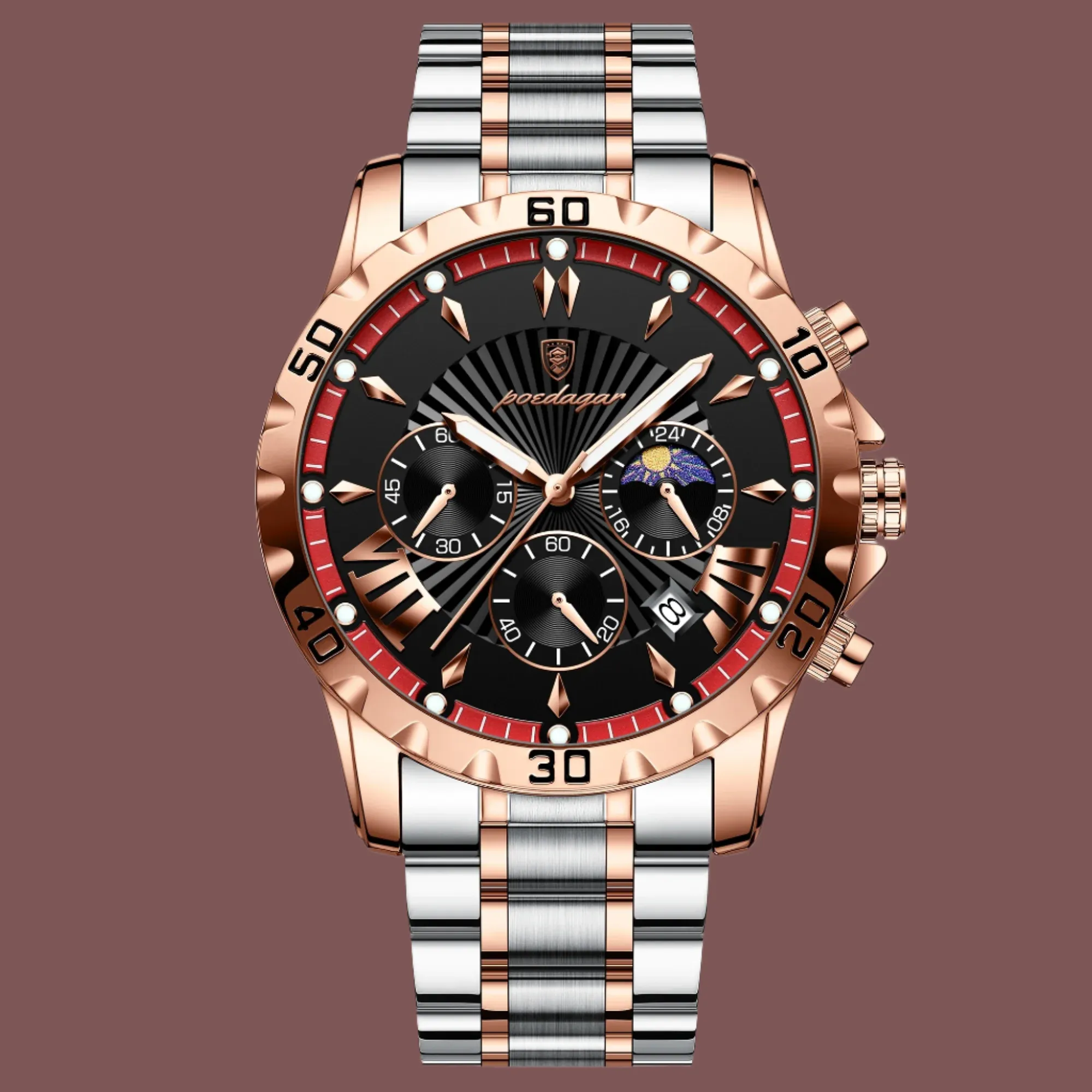 POEDAGAR Luxury High Quality Watch for Man Waterproof Luminous Chronograph Date Men Watch Stainless Steel Quartz Men'S Watches