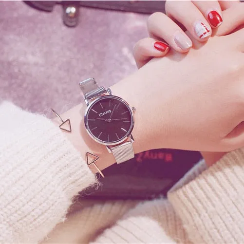 Rose gold watch women luxury top brand fashion stainless steel ladies wristwatches quartz clock high quality silver watches