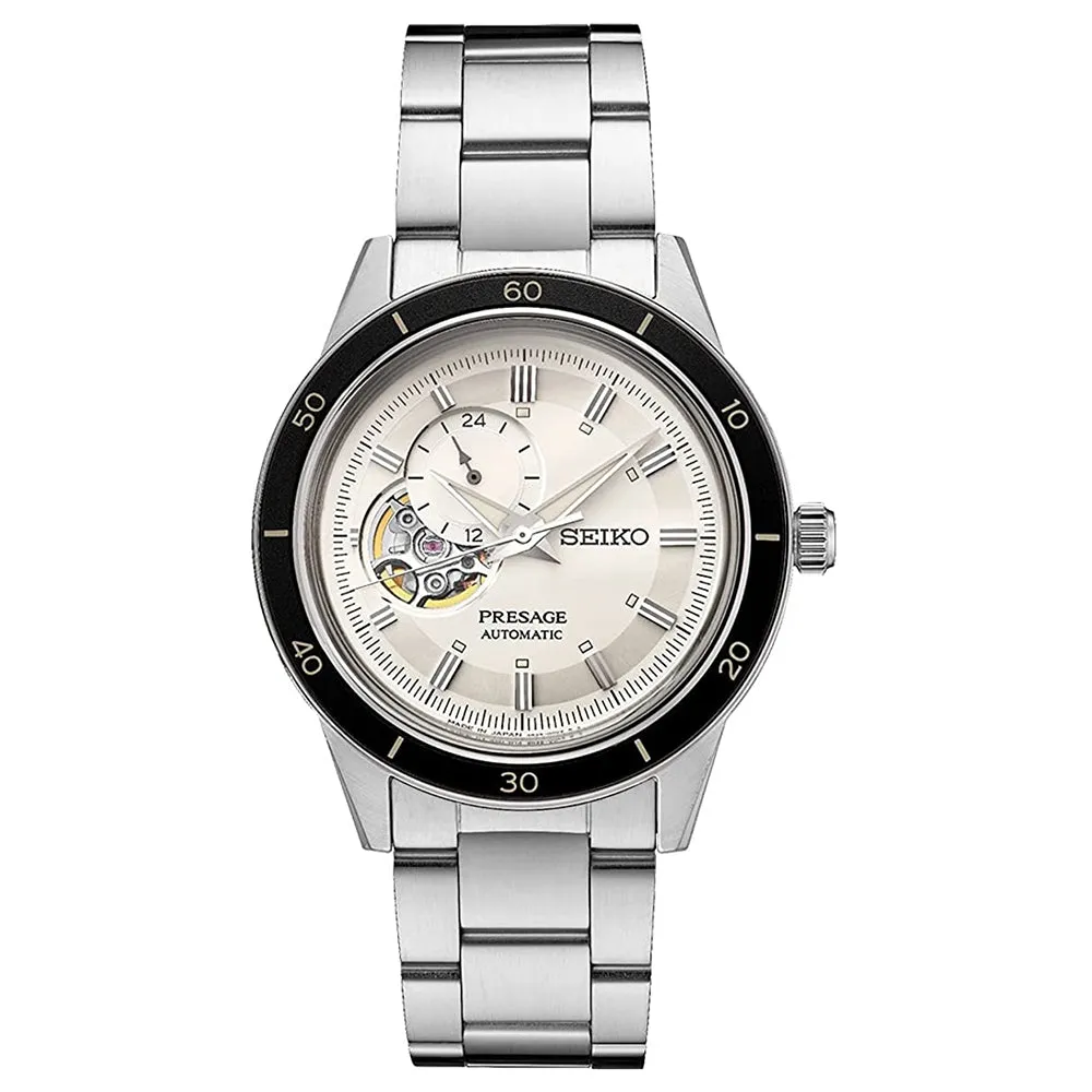 Seiko Men's Cream Dial Silver Band Stainless steel Automatic Watch - SSA423