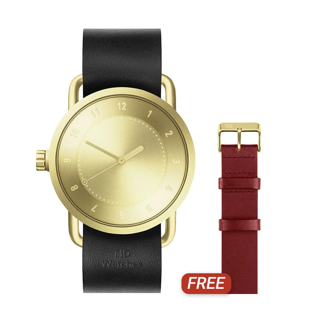 TID No.1 Gold Dial / Black Leather Strap / Gold Buckle