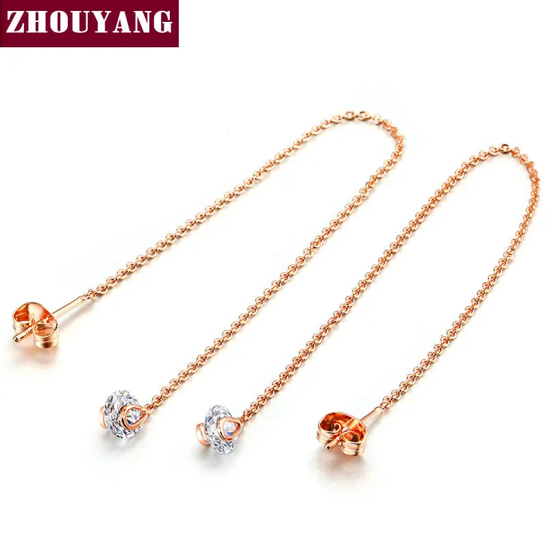 Top Quality Cubic Zirconia Rose Gold Color Line Earrings Jewelry Austrian Crystal Wholesale ZYE549 ZYE100