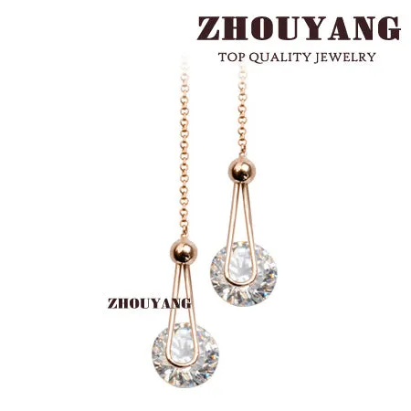 Top Quality ZYE683 Cubic Zirconia Rose Gold Color Fashion Chain Earrings Jewelry For Women Austrian Crystal Wholesale