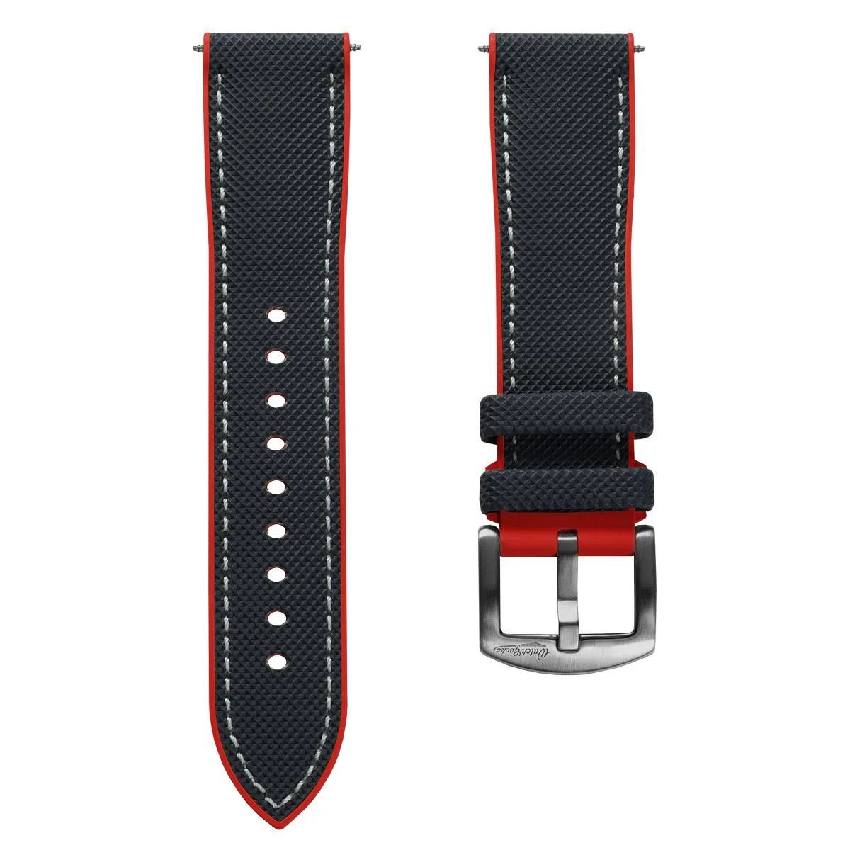 WatchGecko ChronoFKM Rubber Watch Strap - Blue & Red