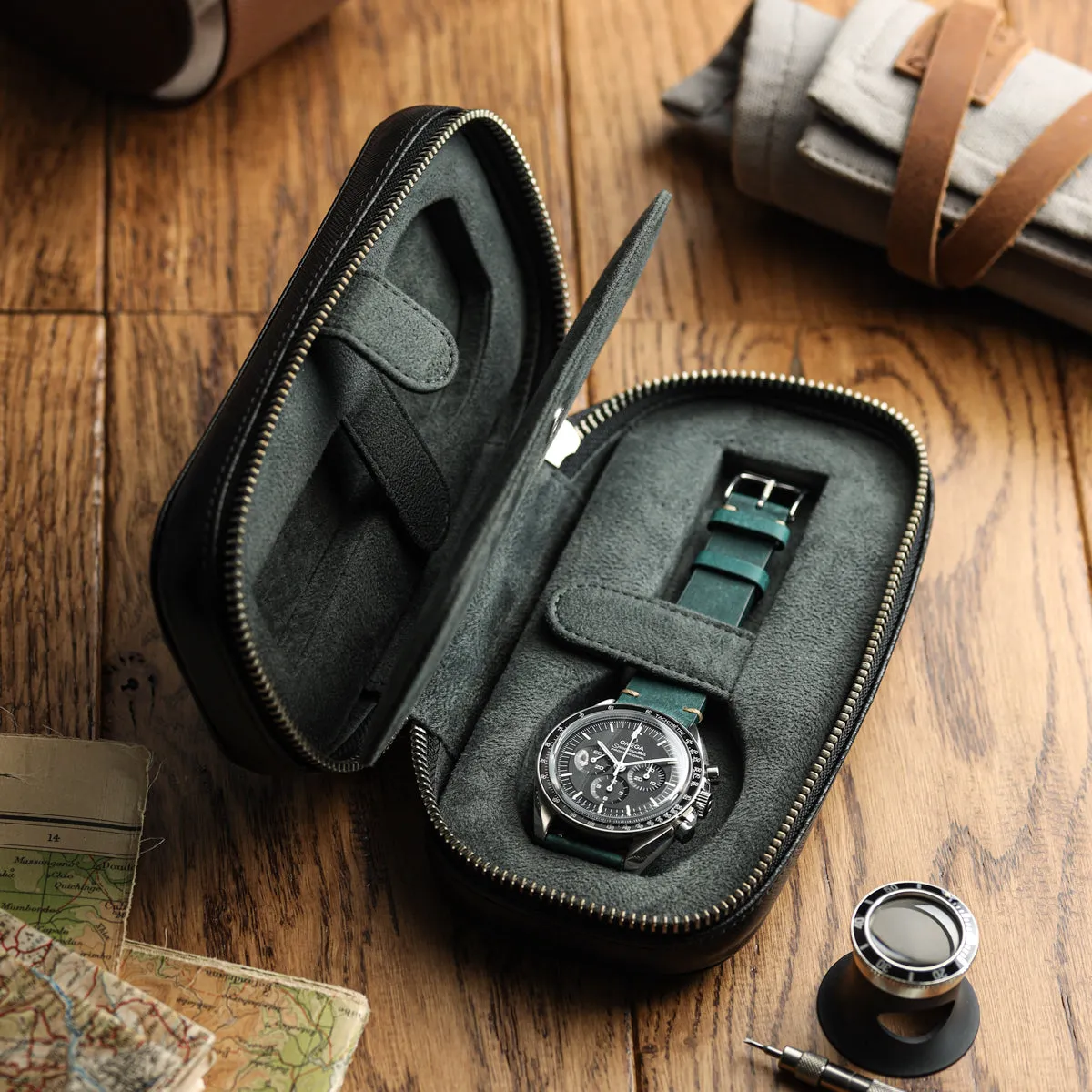 WatchGecko Dual Travel Watch Case  - Black