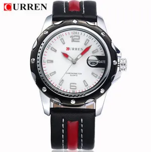 Waterproof CURREN 8104 Men Fashion Sports Quartz Watches Leather Strap Men Watch Military Wristwatches